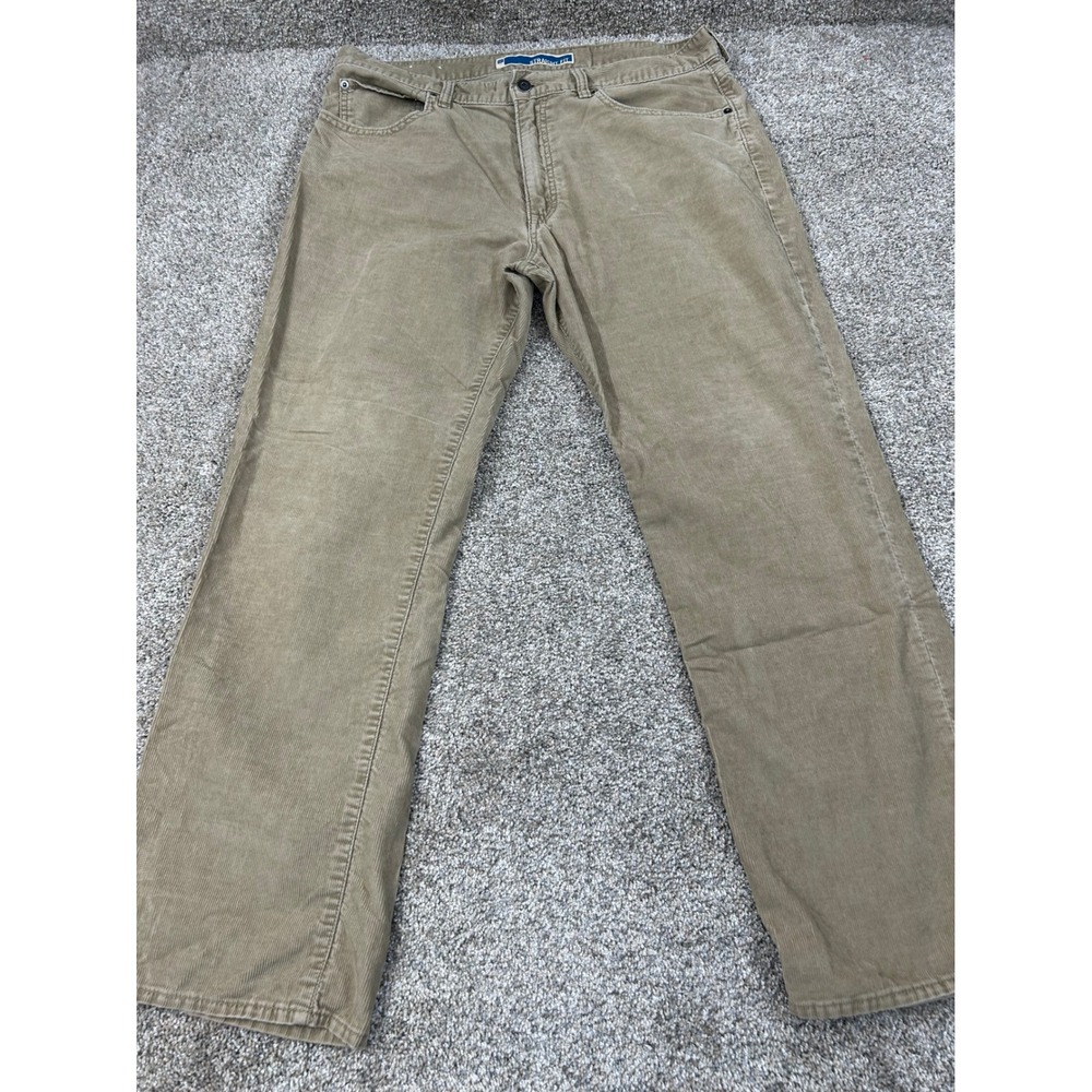 Gap Mens Straight Fit Corduroy Pants Khaki 36x30 Cotton Casual Trousers #0732